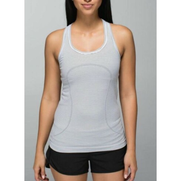 Lululemon Swiftly Tech Striped Black & White Tank Size 10 Workout Shirt Women’s - Picture 10 of 10